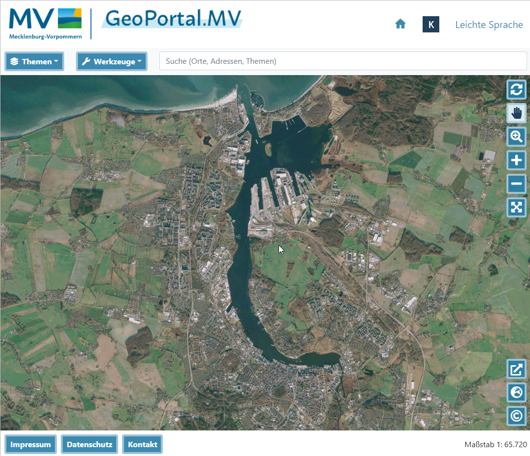 Satellitenbilder in GAIA-MVlight Vorschau