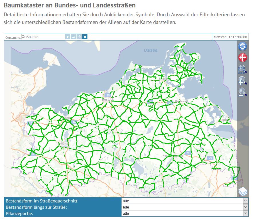 Baumkataster an Bundes- und Landesstraßen Vorschau