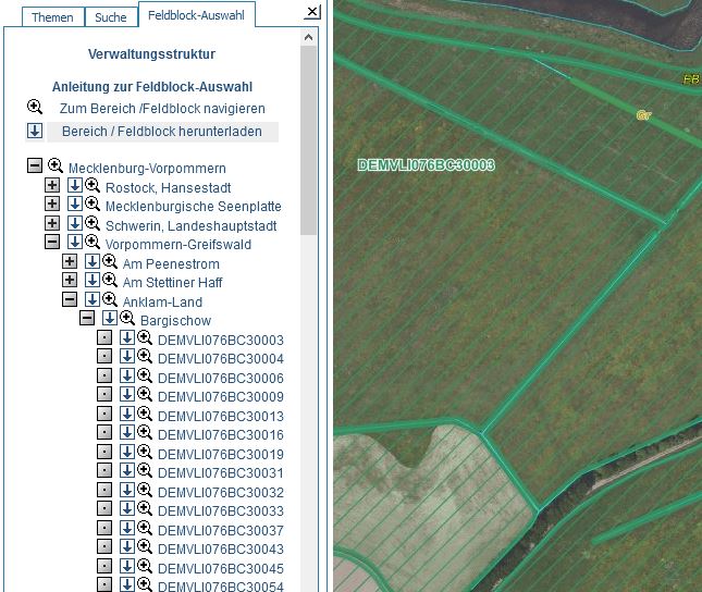 Feldblock-Finder M-V GIS-InVeKoS  Vorschau