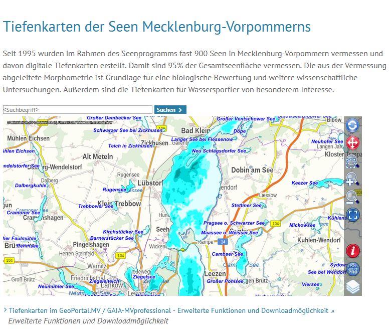 Tiefenkarten der Seen in M-V Vorschau