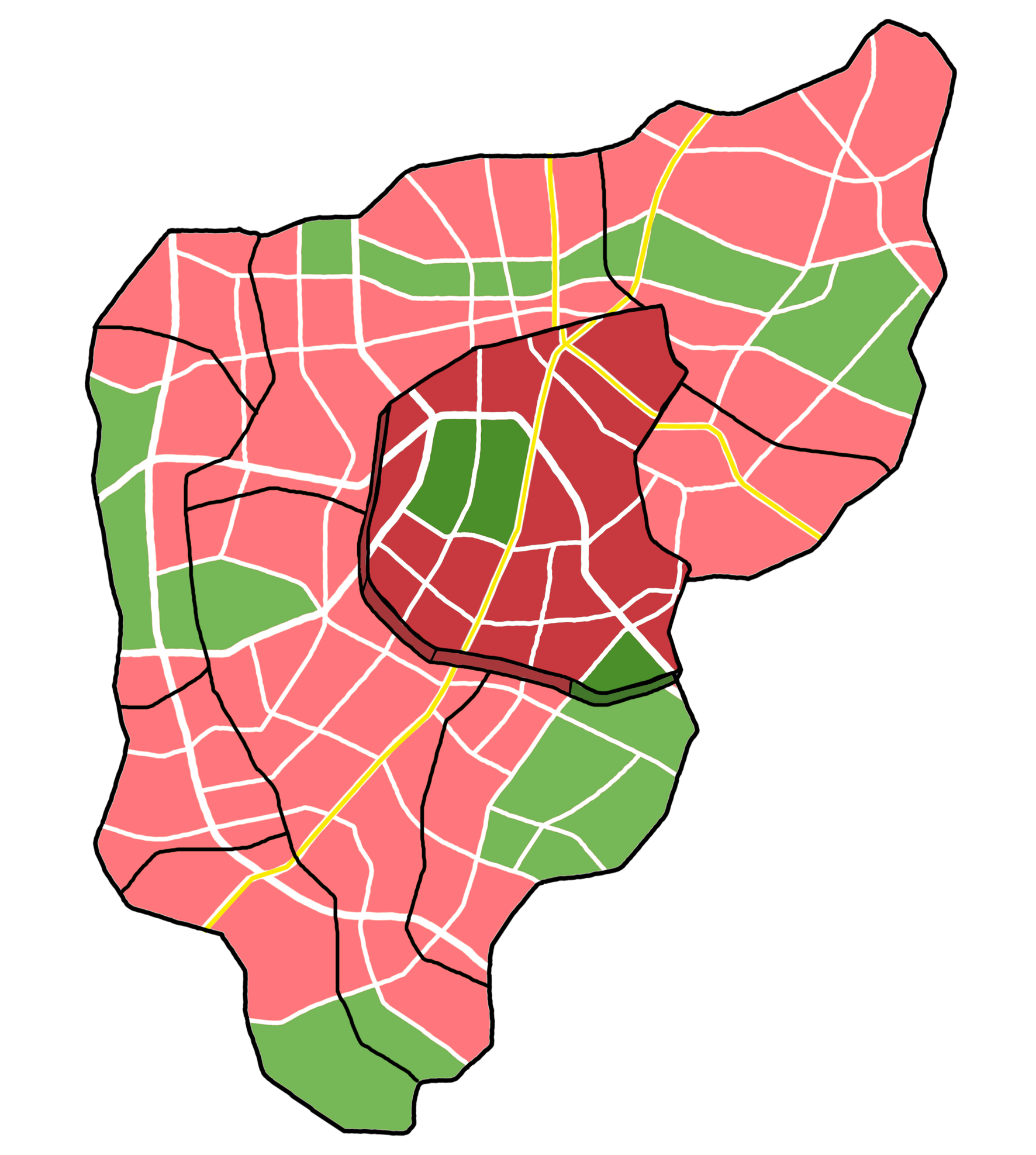 Karte mit Stadtbezirken