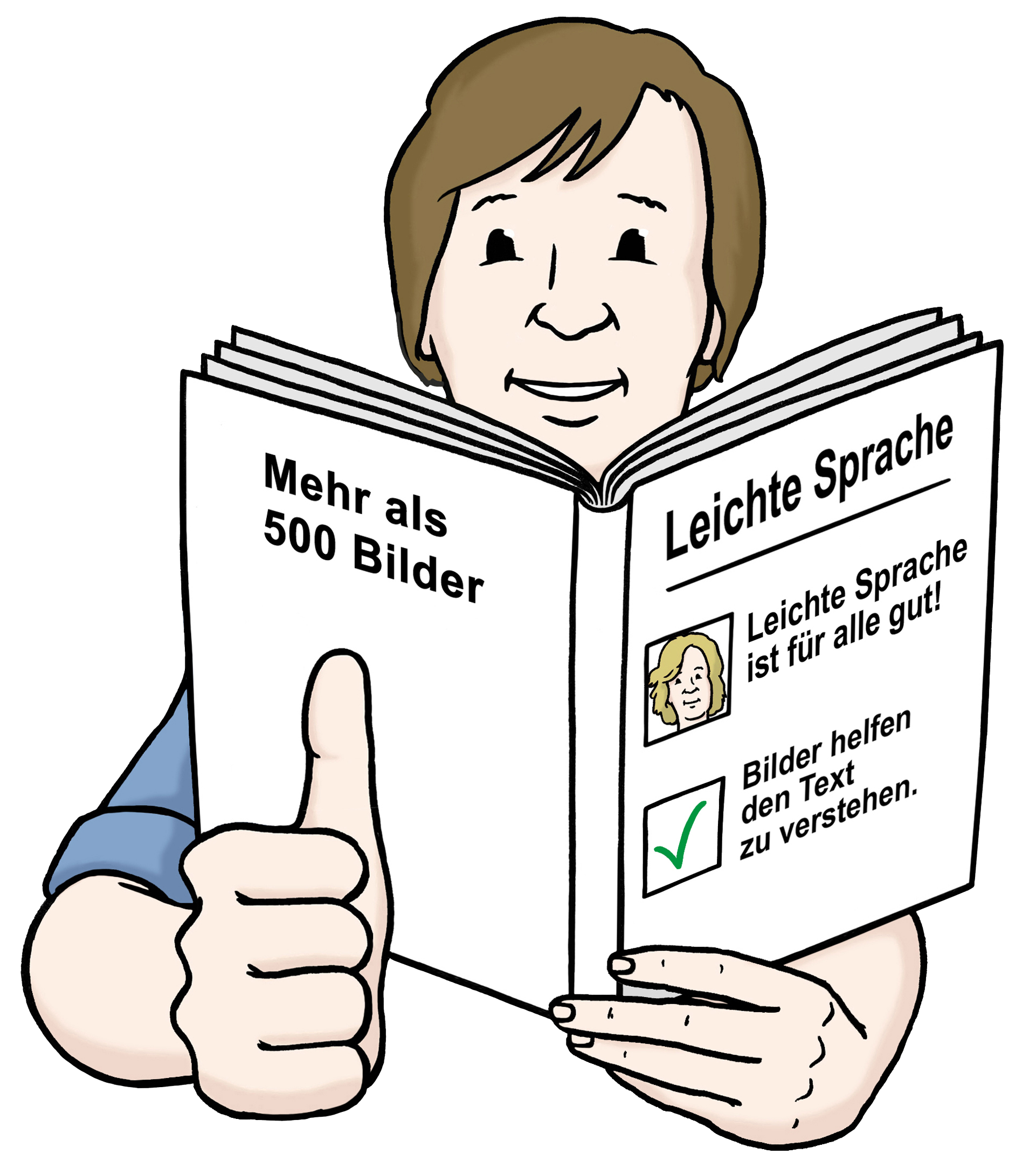 Mensch liest Buch über Leichte Sprache